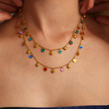 Gold-Plated Stainless Steel Jewelry Set – Colorful Enamel Heart Necklace & Bracelet | Style Haven