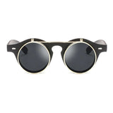Round Steampunk Flip-Lens Sunglasses – Vintage UV400 Retro Shades