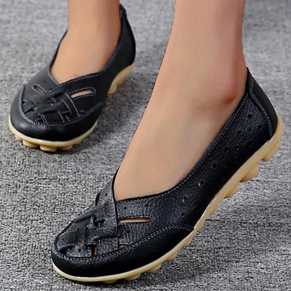 Shoes Women 2025 Soft Leather Shoes White Women'S Loafer Slip on Flats Zapatos De Mujer Flat Shoes Women Casual Footwear Female