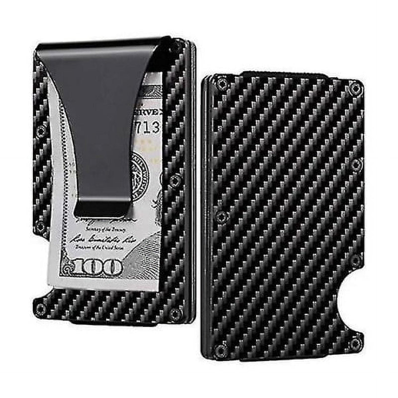 Minimalist Slim Wallet for Men – RFID Blocking Carbon Fiber Money Clip Card Holder