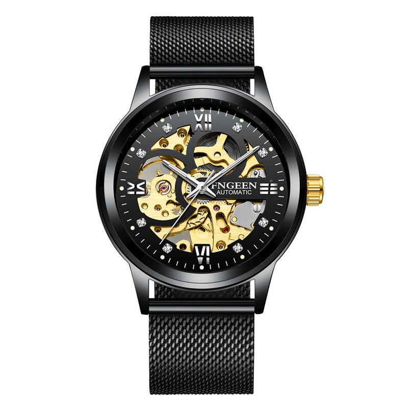 Luxury Luminous Skeletal Mechanical Watch – Waterproof Steel Band | Transparent Dial Style | Style Haven