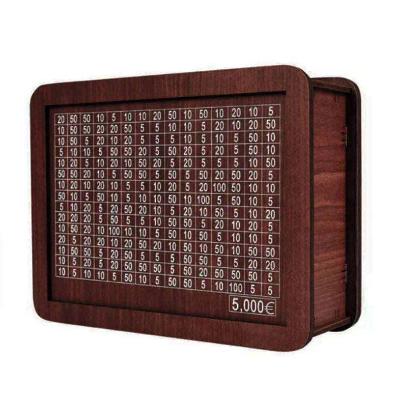 Euro Money Challenge Wooden Piggy Bank – 1K to 10K Savings Box with Tracker
