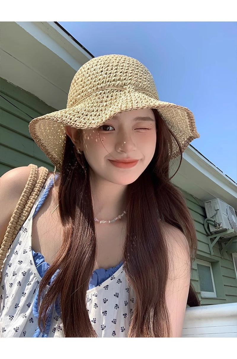 Brim Sun-Proof Straw Hat – Breathable Dome Hat for Beach & Summer Style