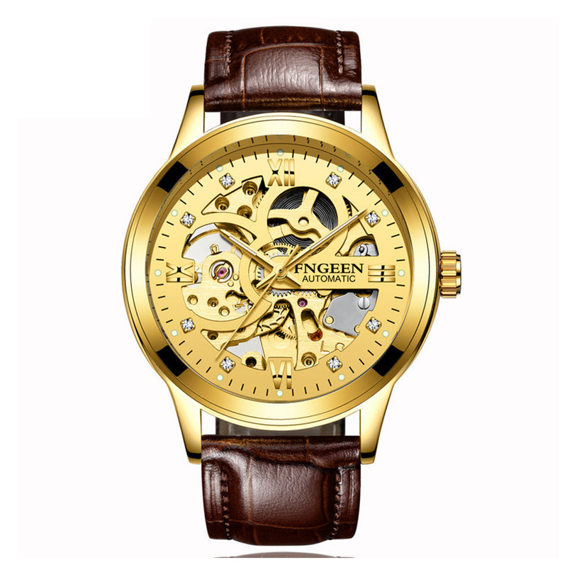 Luxury Luminous Skeletal Mechanical Watch – Waterproof Steel Band | Transparent Dial Style | Style Haven
