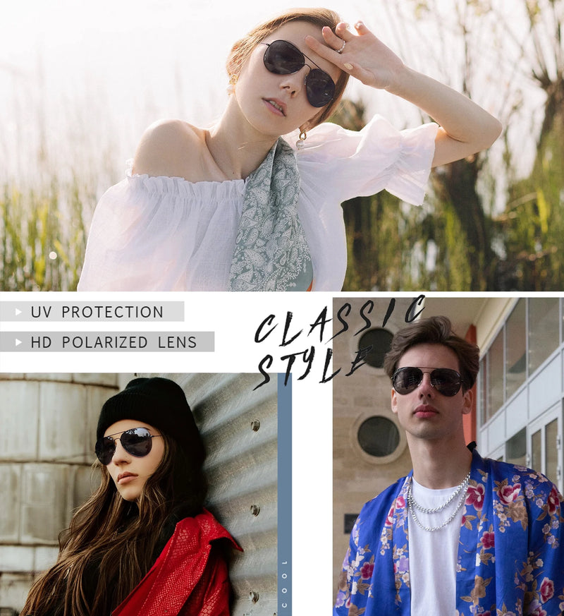 Polarized Aviator Sunglasses – Classic Unisex Mirrored UV Protection Eyewear