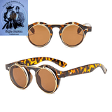 Round Steampunk Flip-Lens Sunglasses – Vintage UV400 Retro Shades