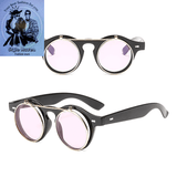 Round Steampunk Flip-Lens Sunglasses – Vintage UV400 Retro Shades
