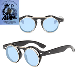 Round Steampunk Flip-Lens Sunglasses – Vintage UV400 Retro Shades