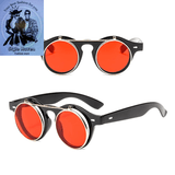 Round Steampunk Flip-Lens Sunglasses – Vintage UV400 Retro Shades